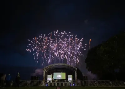 fireworks behind stage at BFSC